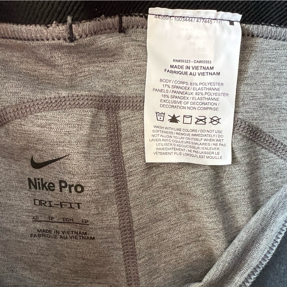 New Nike Pro Women’s 365 Mid-Rise Crop Leggings, Grey/Black, XS - Picture 9 of 11